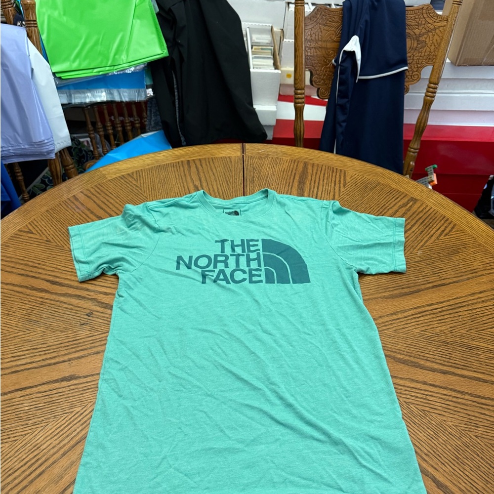 The North Face Men's Short Sleeve Tee - Mint Green with Dark Teal Logo